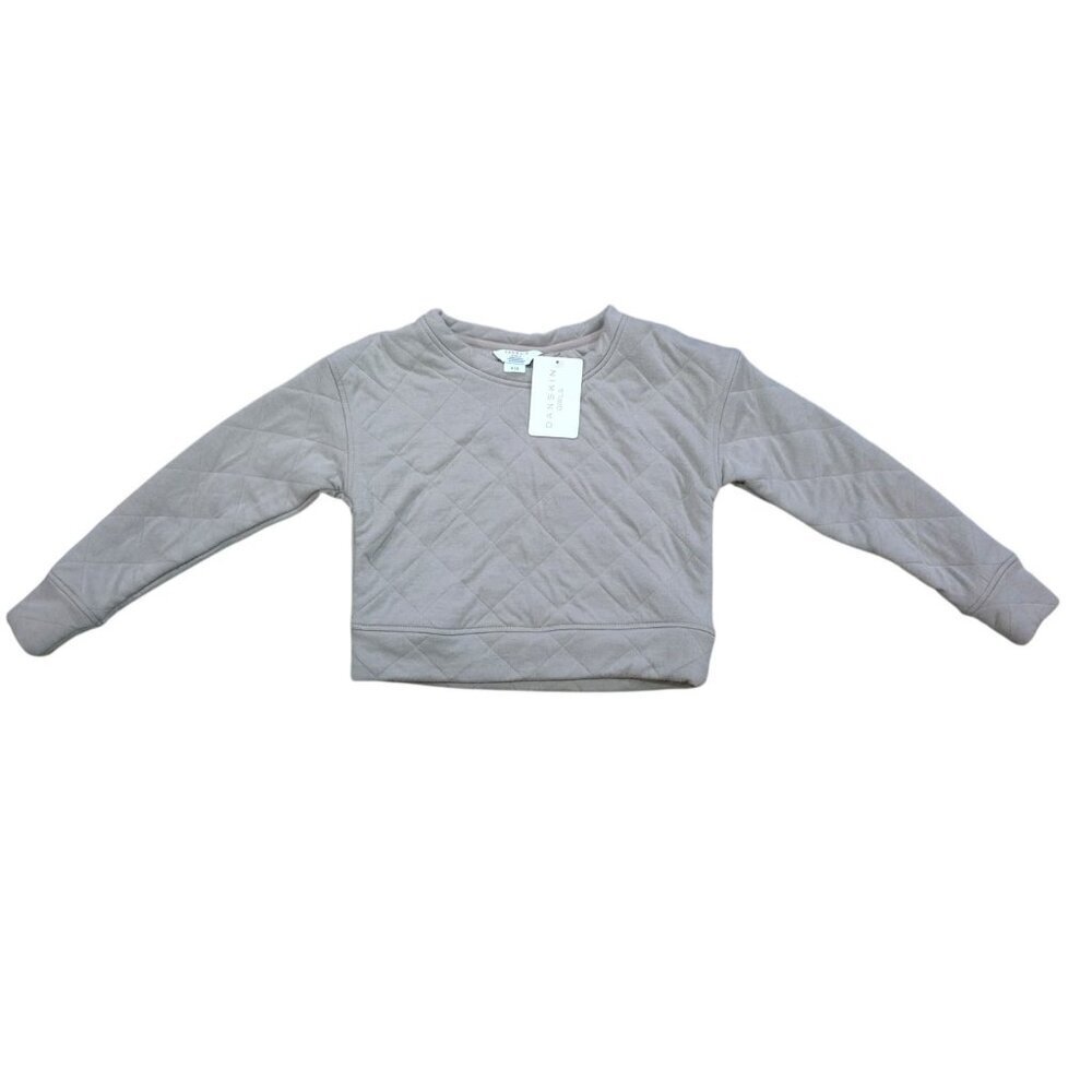 Girls 2PC Beige Quilted Sweatshirt & Glitter Peach Graphic Tee Set Size 5/6 - Picture 2 of 9